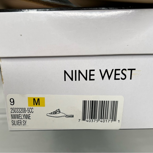 Nine West Welynne Studded Silver Mule, Vegan Leather, NIB - Picture 8 of 8